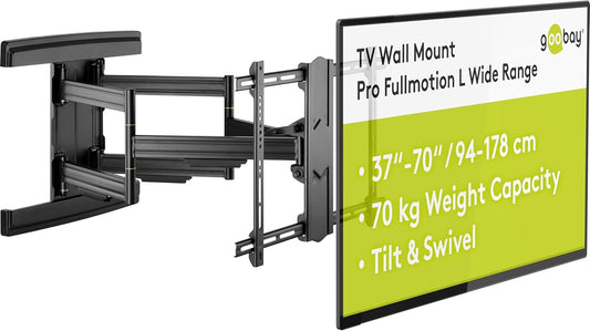 Goobay Pro Fullmotion 49935 TV Wall Mount (L) – 37–70 Inch, Full Motion Swivel & Tilt, 70kg Capacity, VESA Compatible, Black - New Condition