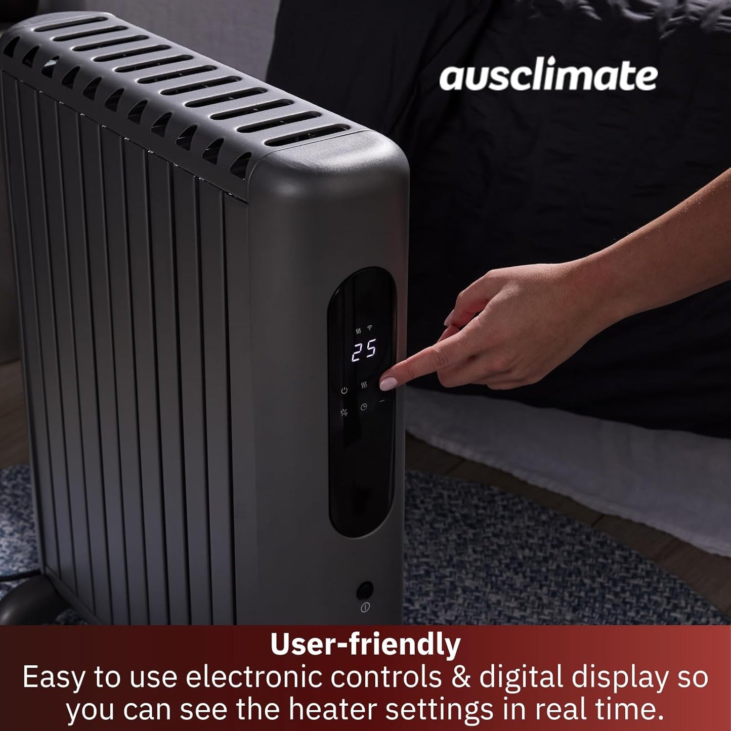 Ausclimate 1500W 7 Fin Smart Oil Column Heater with Wi-Fi & Timer - Good Condition