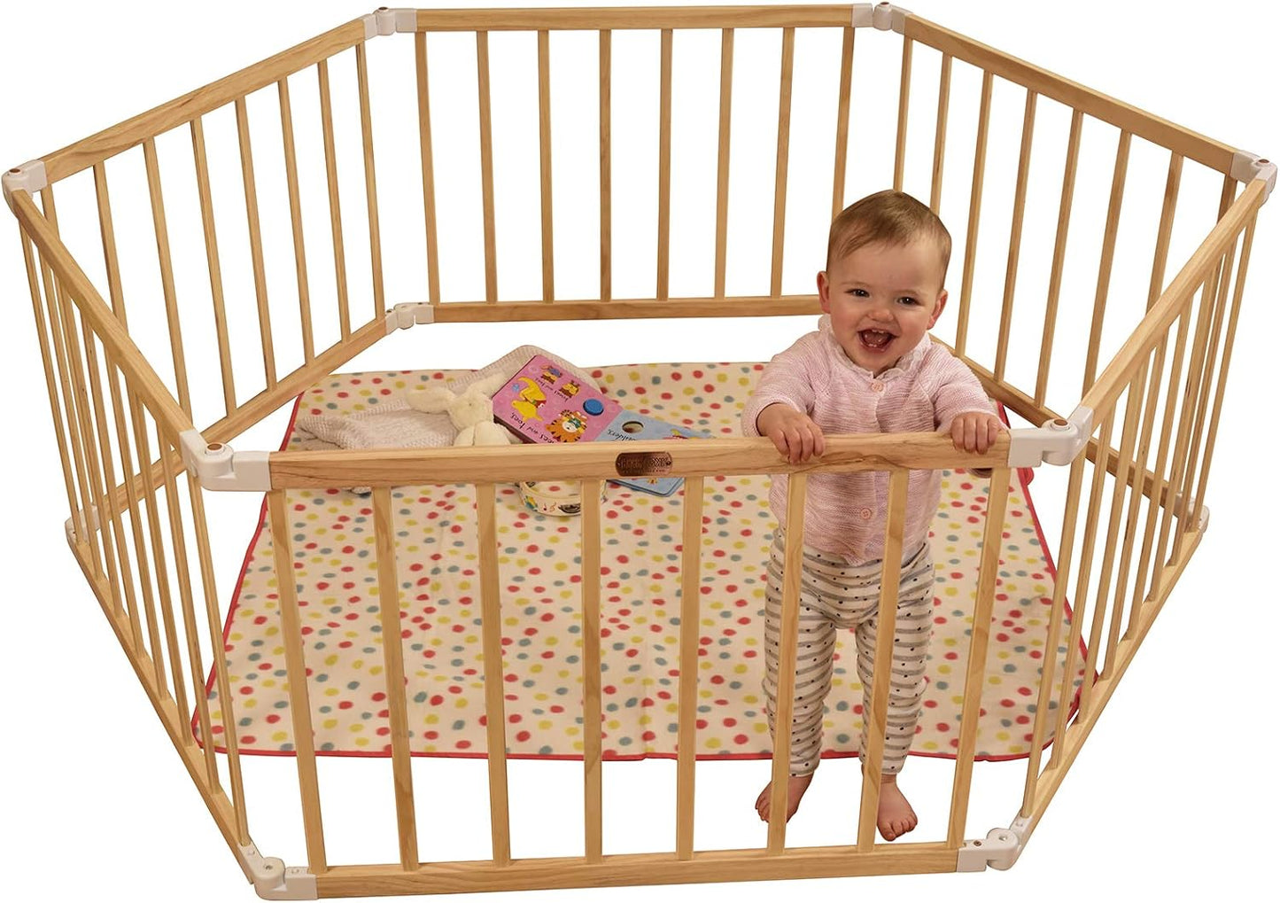 Little Boss Timber Hexagonal Playpen Natural Wood - Good Condition