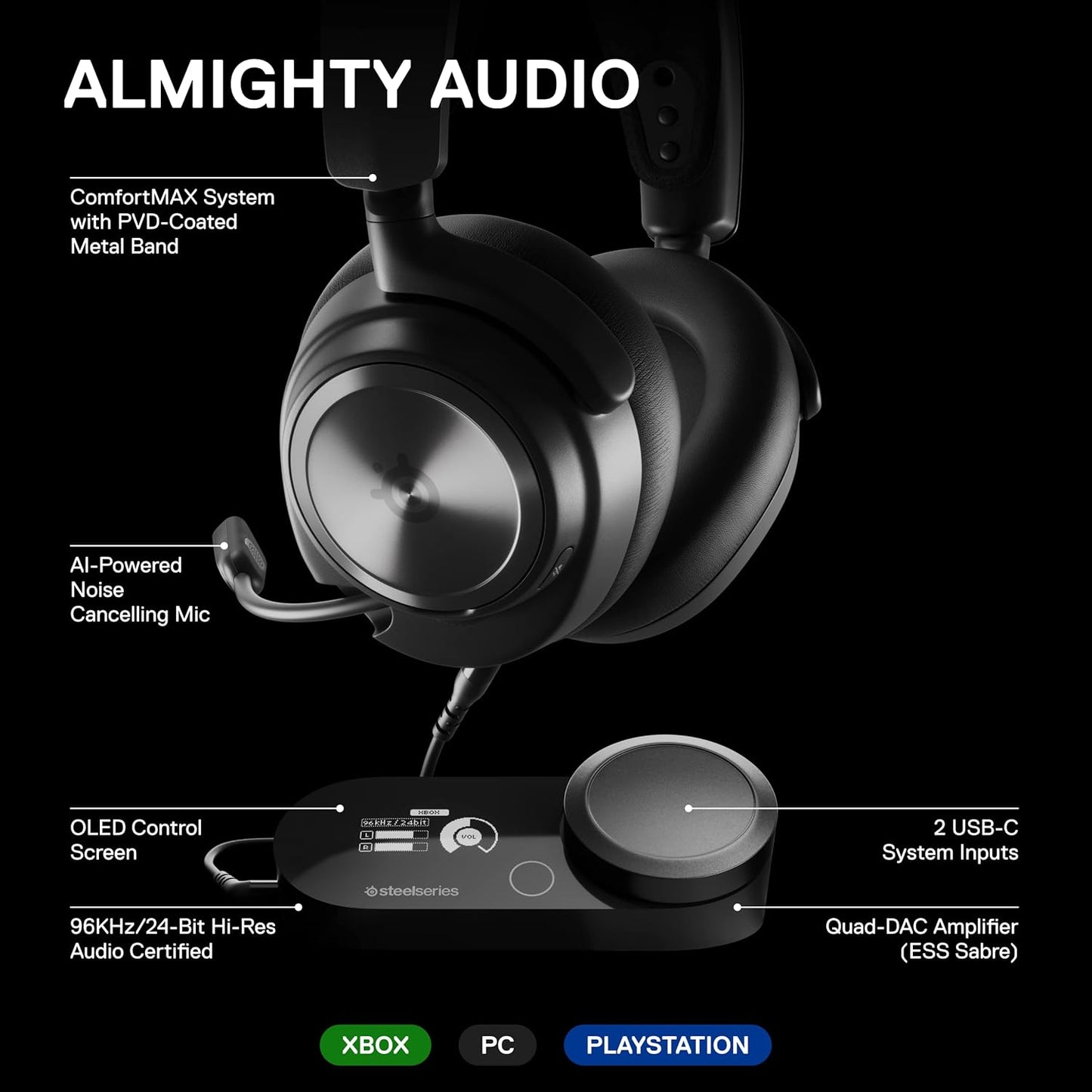SteelSeries Arctis Nova Pro Wired Multi-System Gaming Headset – Black - Excellent Condition