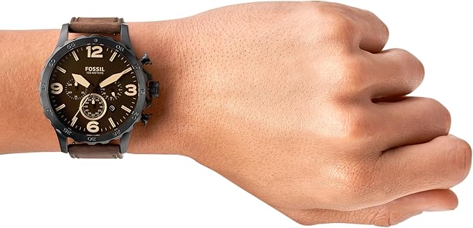 Fossil Nate Chronograph Leather Watch – Brown/Black (50mm) - New Condition
