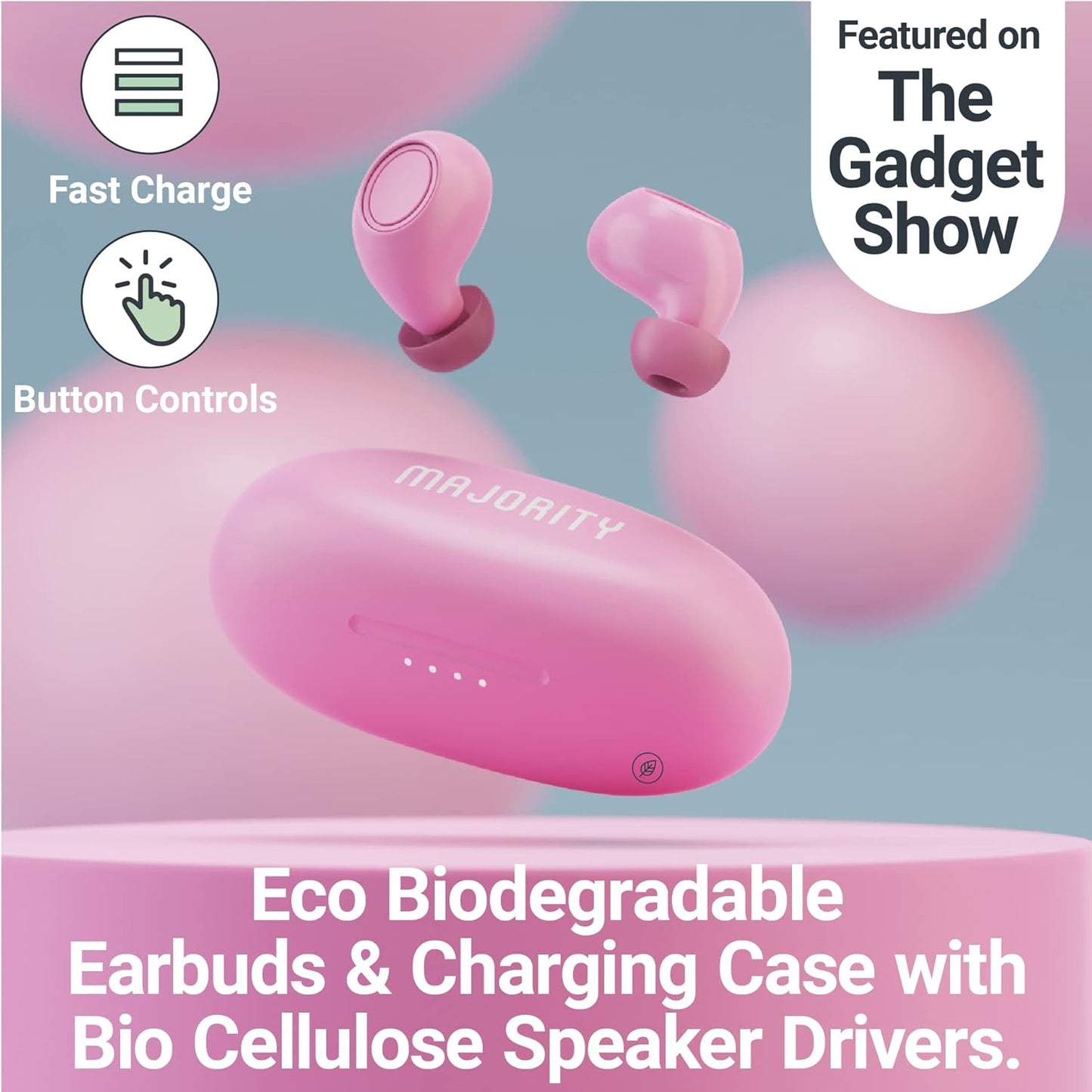 Majority Tru Bio TWS Earphones - Pink - New Condition