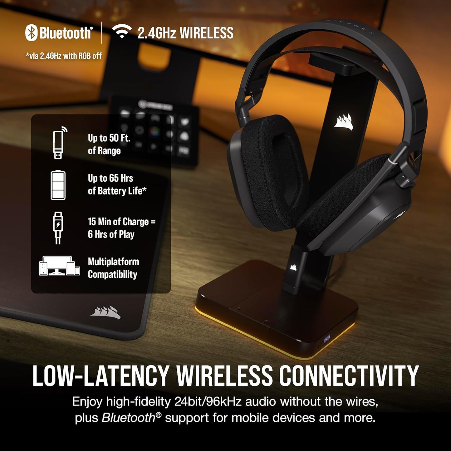 Corsair HS80 MAX Wireless Gaming Headset with Bluetooth Steel Gray - Good Condition