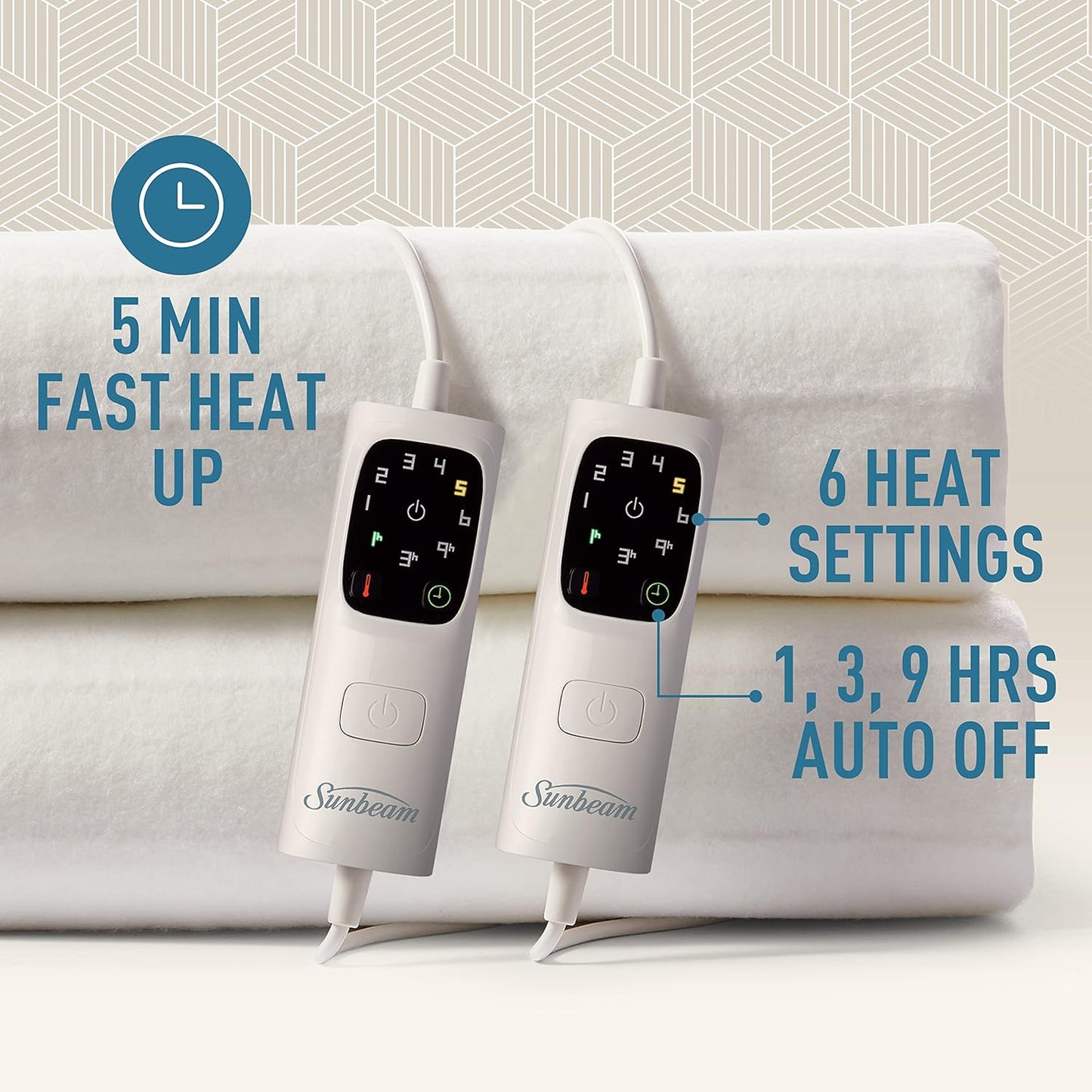 Sunbeam Sleep Perfect Antibacterial Electric Blanket Queen Dual Control - Good Condition