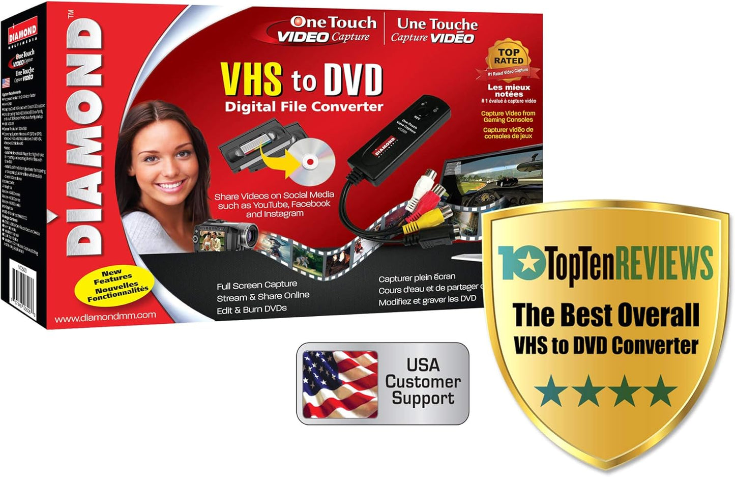 Diamond Multimedia VC500 One Touch VHS to Digital Converter - New Condition