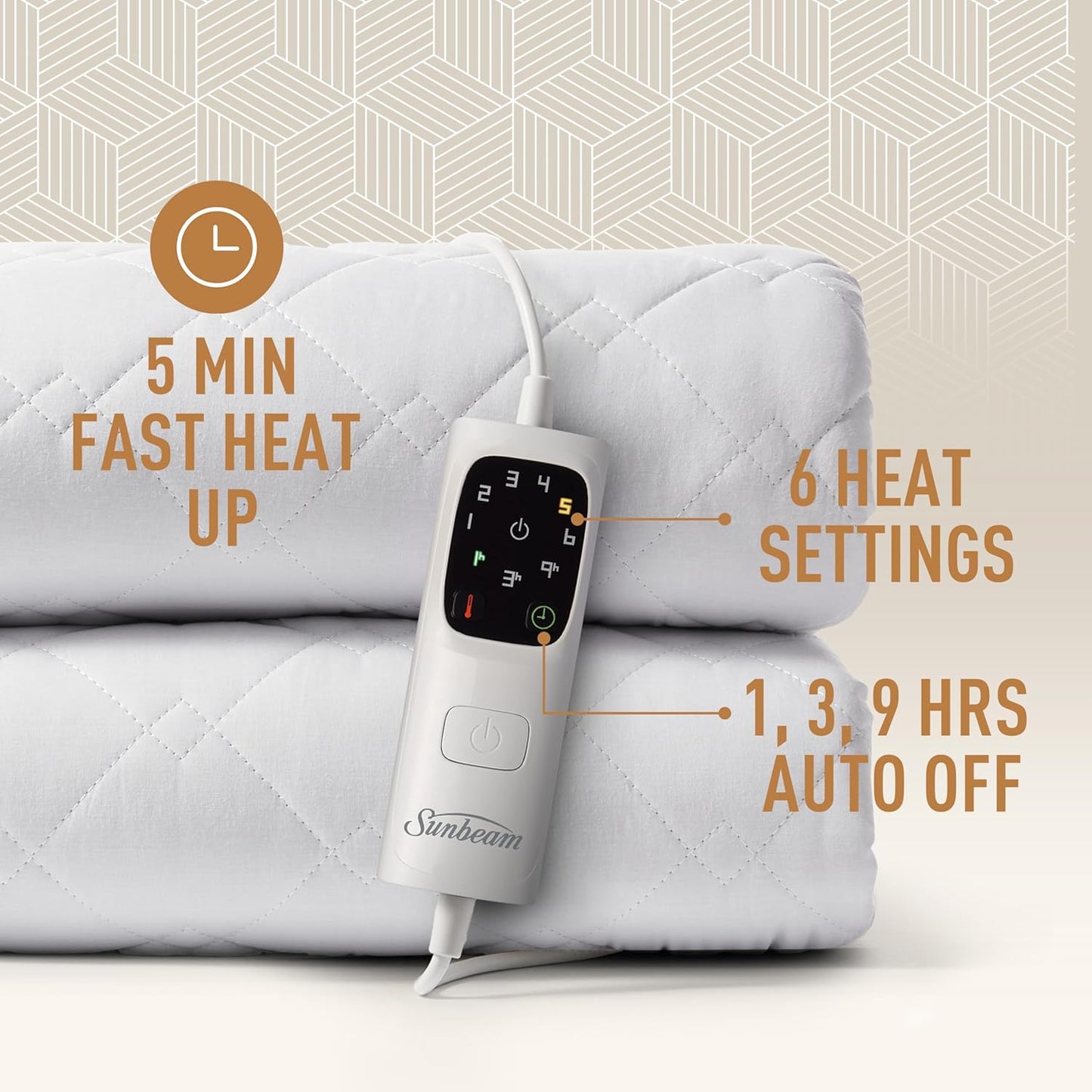Sunbeam Sleep Perfect Quilted Electric Blanket Single - New Condition