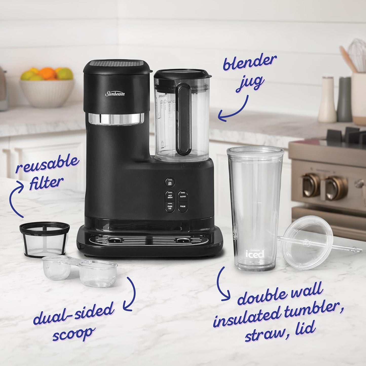Sunbeam 3-in-1 Frappe Iced and Hot Coffee Maker with Blender - Excellent Condition