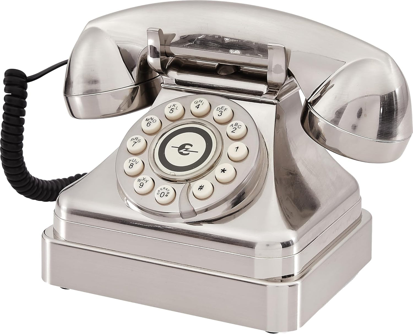 Crosley CR62-BC Kettle Classic Desk Phone with Push Button Technology, Brushed Chrome - New Condition