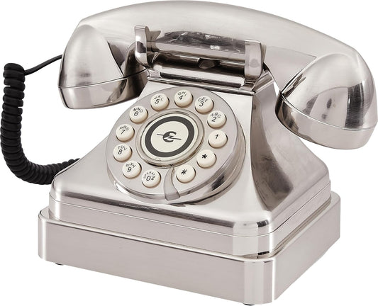 Crosley CR62-BC Kettle Classic Desk Phone with Push Button Technology, Brushed Chrome - New Condition