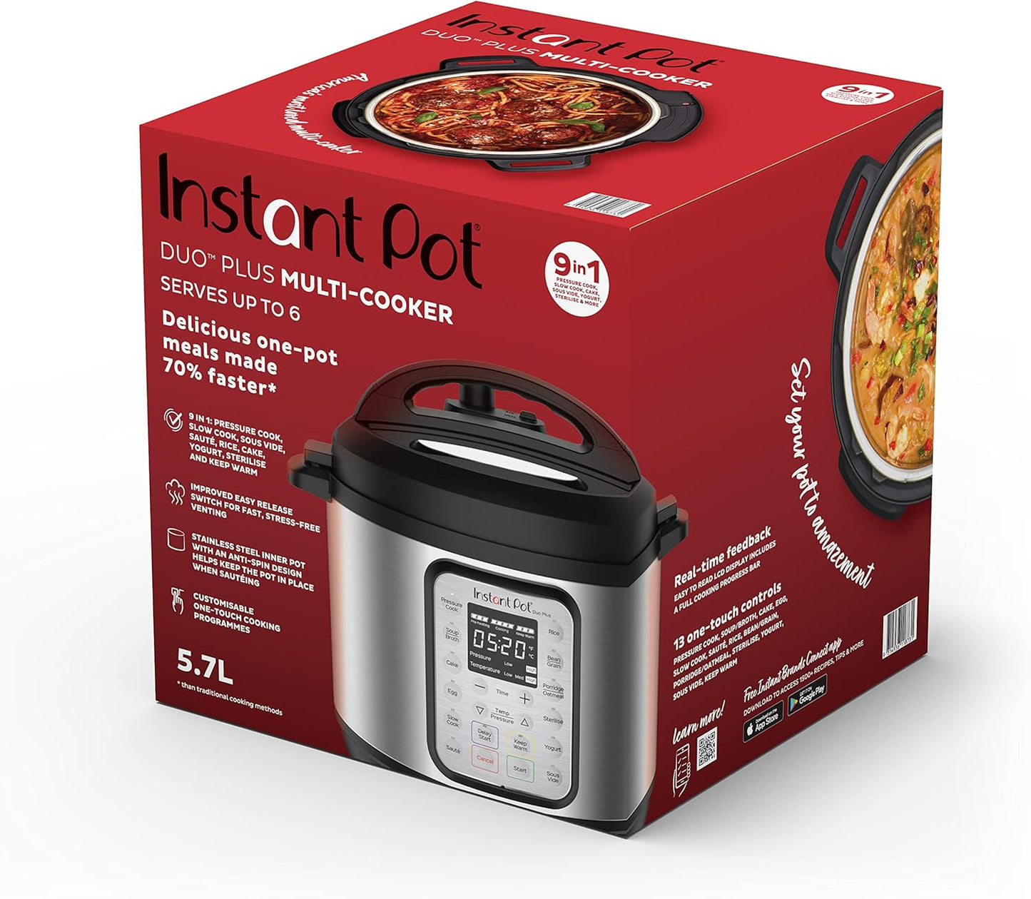 Instant Pot Duo Plus 9-in-1 Electric Pressure Cooker, 5.7L - Good Condition