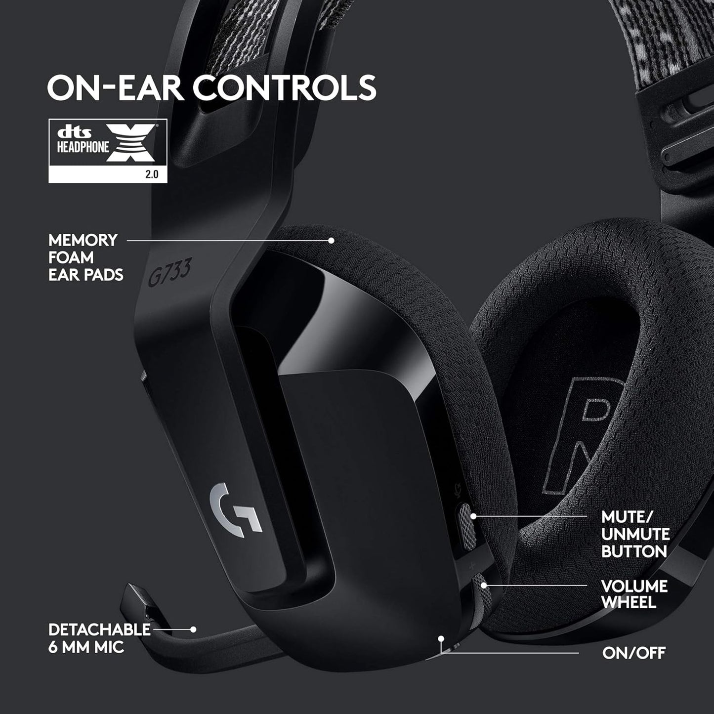 Logitech G733 LIGHTSPEED Wireless RGB Gaming Headset – Black - Excellent Condition