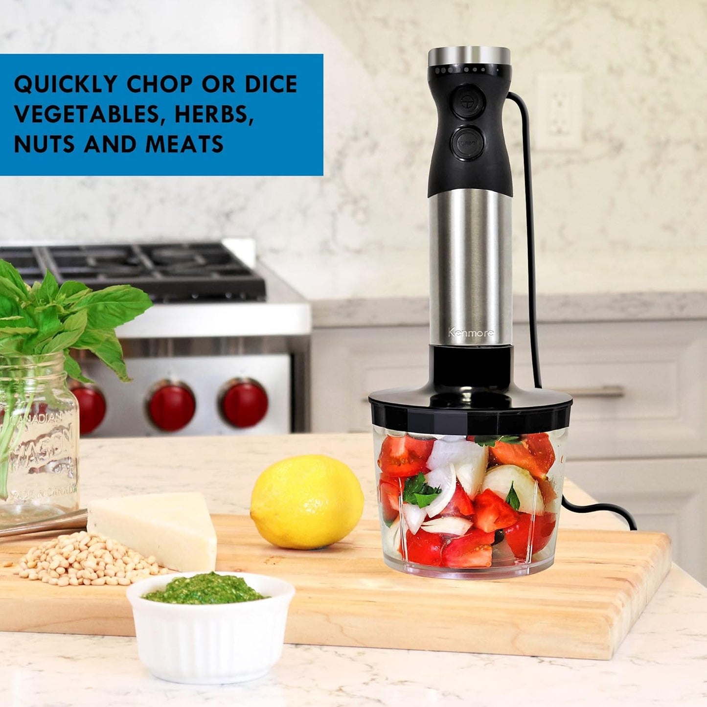 Kenmore Immersion Blender, Variable Speed Multifuctional Blender, Handheld Stick Blender, 4-in-1 - New Condition