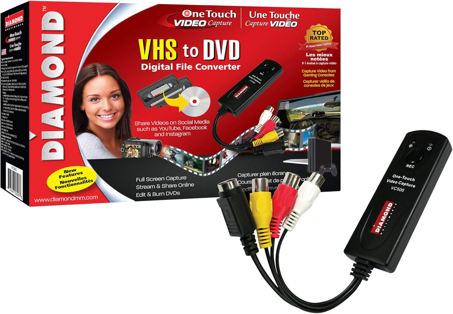 Diamond Multimedia VC500 One Touch VHS to Digital Converter - New Condition