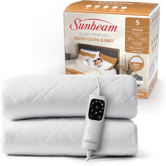 Sunbeam Sleep Perfect Quilted Electric Blanket Single - New Condition