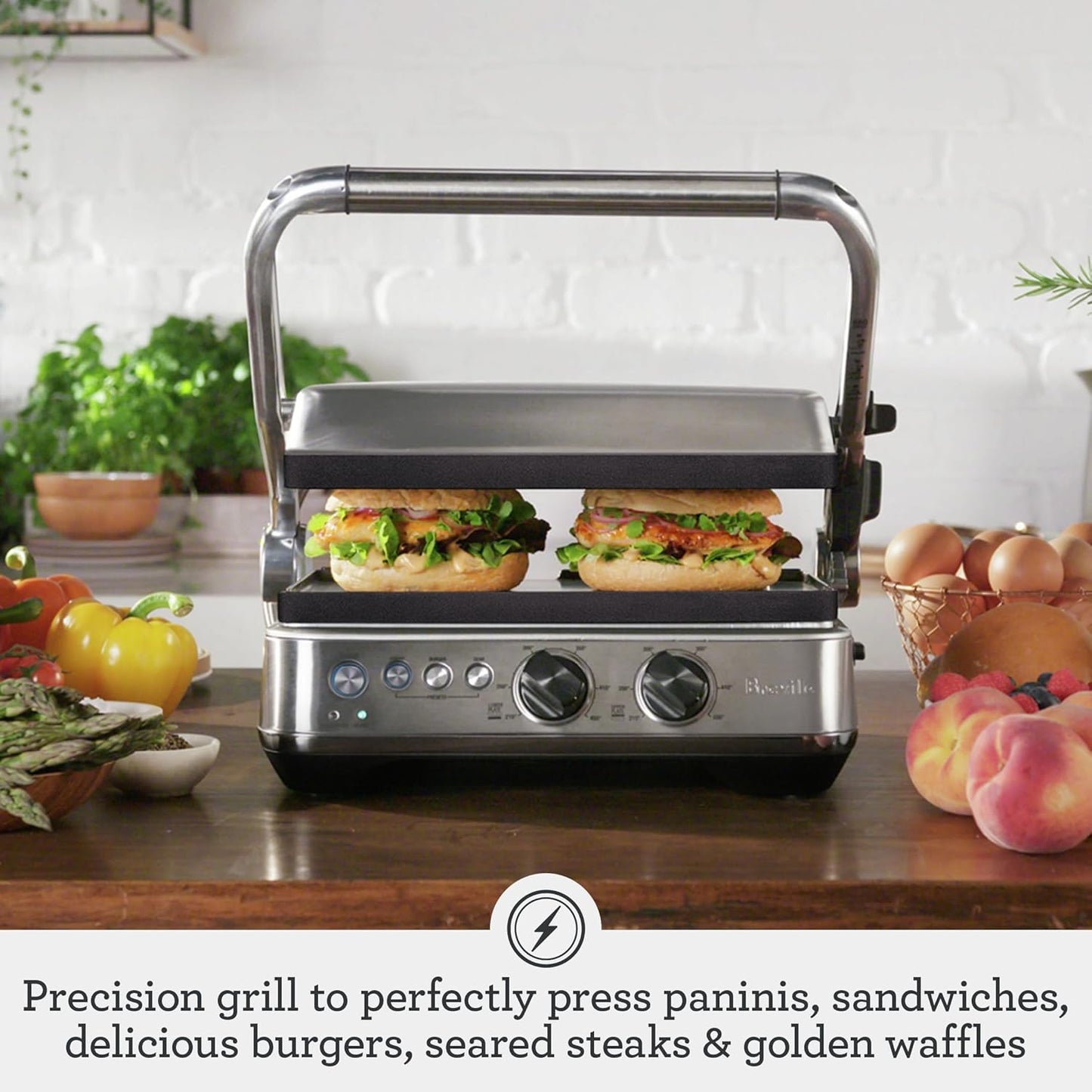 Breville BGR700BSS Sear & Press Grill – Stainless Steel, 1800W - Excellent Condition