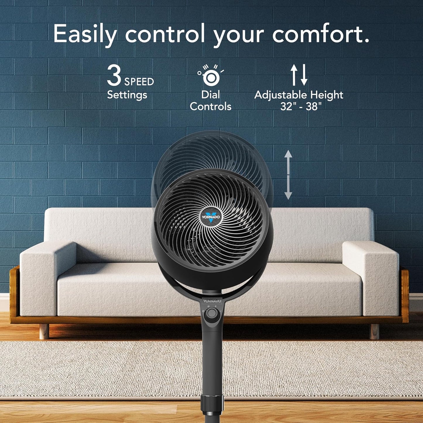 Vornado 683 Medium Pedestal Whole Room Air Circulator Fan - Good Condition