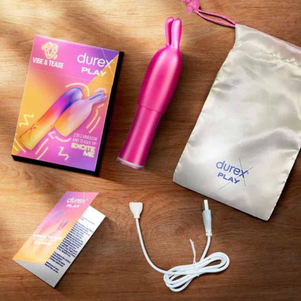 Durex Play Vibe and Tease 2 in 1 Vibrator and Teaser Tip - New Condition