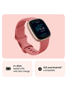 Fitbit Versa 4 Fitness Smartwatch – GPS, Heart Rate, Sleep & Exercise Tracking (Pink Sand/Copper Rose) - Excellent Condition